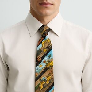 Nicole Miller Vintage Construction Silk Necktie